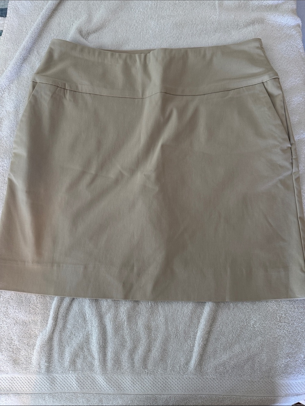 Women's Beige Stretch A-Line Skirt